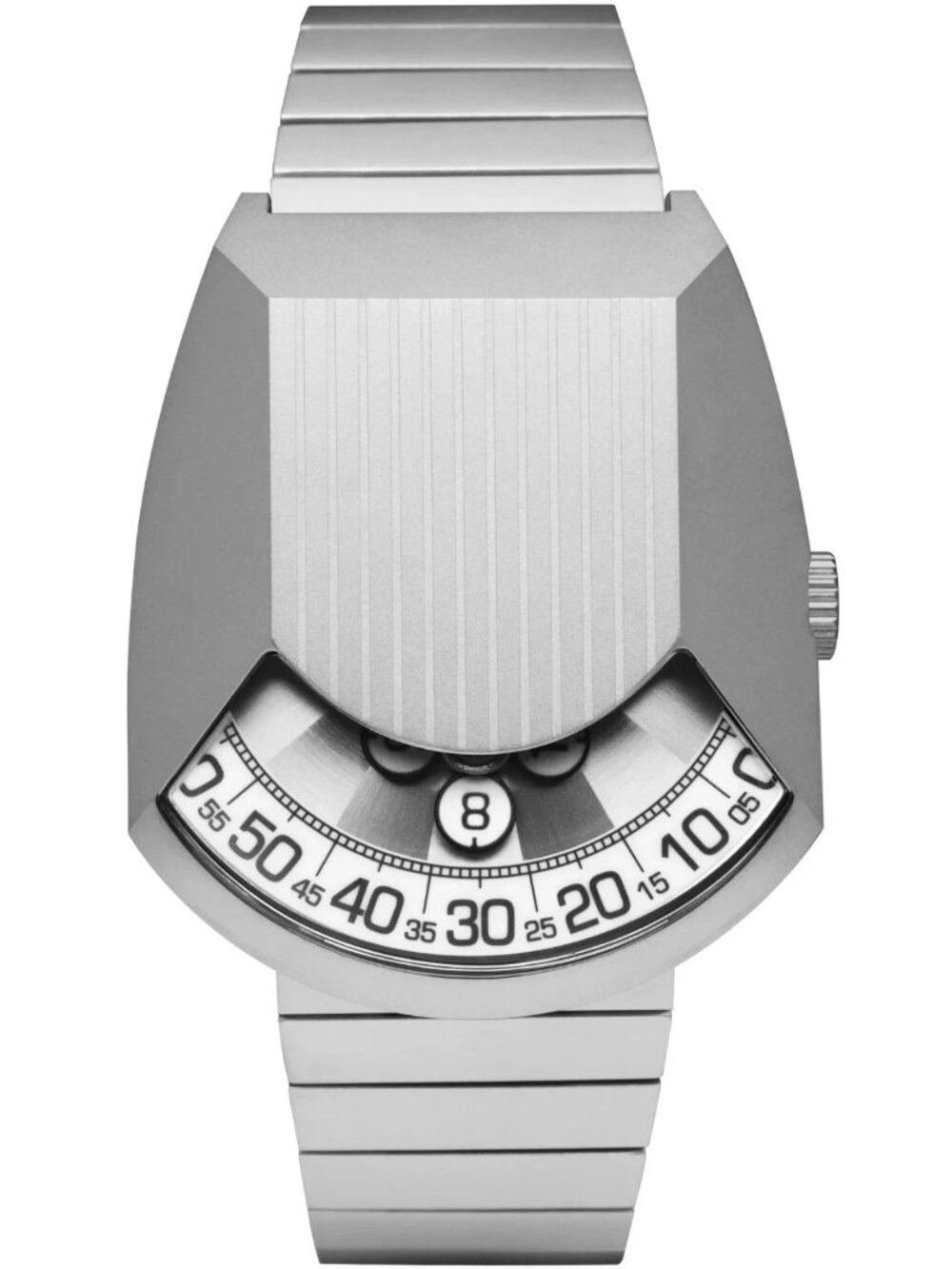 Xeric Retronaut Automatic Wandering Hour Matte Steel White Wristwatch Brand New